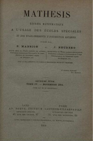 DEUXÈME SÉRIE. TOME IV. - NOVEMBRE 1894.