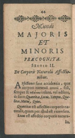 Sectio II. De Corporis Naturalis Affectionibus.