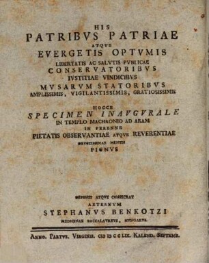Diss. inaug. med. de febre Hungarica seu castrensi