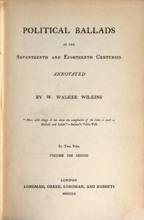 Political Ballads of the 17th and 18th Centuries, 2