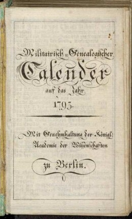 1793: Militairisch-genealogischer Calender : auf das Jahr ...