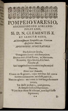Pompeio Varesio, Archiepiscopo Adriano-Politano ...
