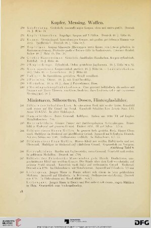 Miniaturen, Silhouetten, Dosen, Hinterglasbilder (Nr. 241-346)