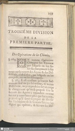 Troisiéme Division De La Premiere Partie. Des Opérations de la Chimie