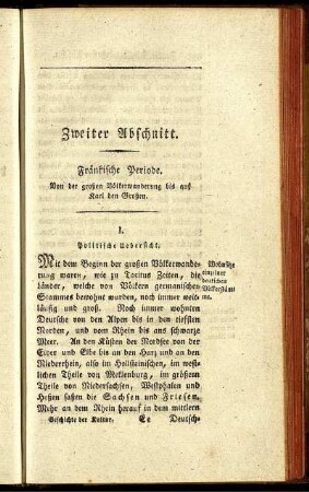 Zweyter Abschnitt. Fränkische Periode.