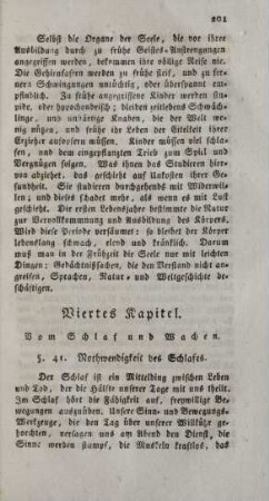 Viertes Kapitel. Vom Schlaf und Wachen