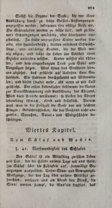 Viertes Kapitel. Vom Schlaf und Wachen