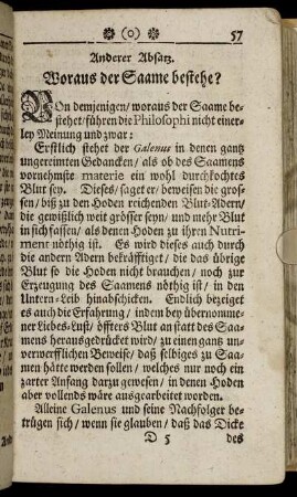 Anderer Absatz. Woraus der Saame bestehe?