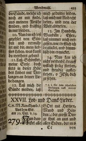 XXVII. Lob- und Danck-Lieder.