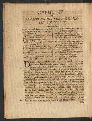 Caput IV. De Praescriptionis Conventionalis Contrariis.