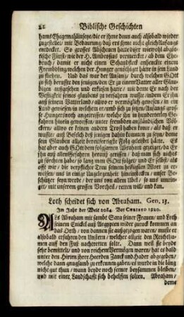 Loth scheidet sich von Abraham. Gen. 13.