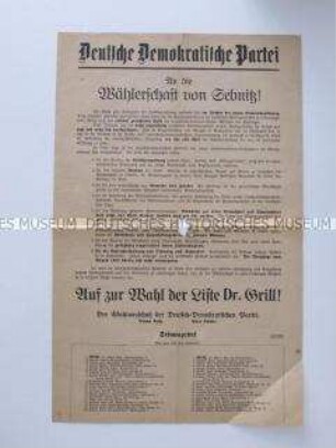 Maueranschlag der DDP zu kommunalpolitischen Themen