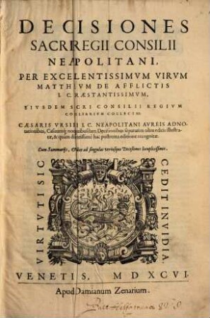 Decisiones sacri regii Consilii Neapolitani