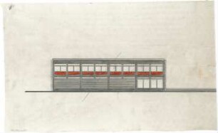 Schneider - Esleben, Paul; Düsseldorf, Rolandstr. 40; Rolandschule - Turnhalle: Fassade (Ansicht)