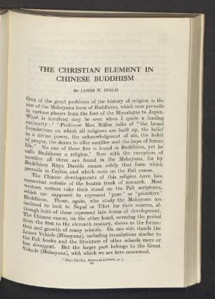 The christian element in chinese buddhism