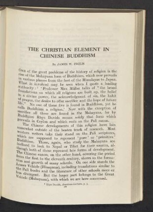 The christian element in chinese buddhism