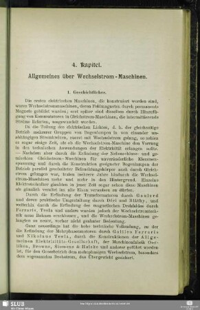 4. Kapitel. Allgemeines über Wechselstrom-Maschinen.