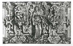 Ornament mit Ceres : Amman, Jost (1539-1591). Ornament mit Ceres. Kupferstich, Radierung; 16,0 x 26,0 cm. Dresden: Kupferstich-Kabinett A 4318 in A 183 a,1