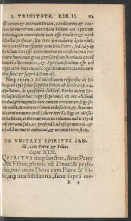 De Unitate Spiritus Sancti, cum Patre et Filio. Caput XIX.