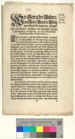 Münzedikt König Georg II. (Großbritannien).