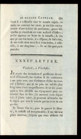 XXXVIe Lettre. Vendredi, à Vinchester.