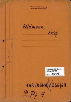 Personenheft Erich Feldmann (*27.03.1914), SS-Obersturmführer