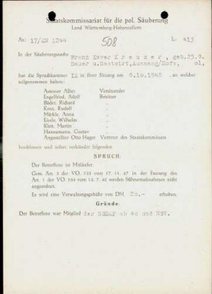 Kreuzer, Franz Xaver