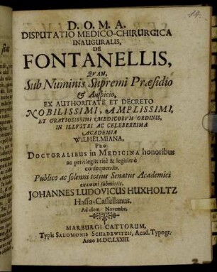 Disputatio Medico-Chirurgica Inauguralis, De Fontanellis