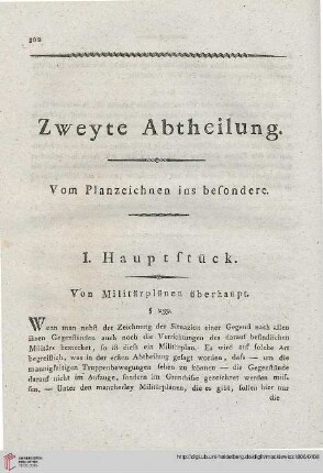 Zweyte Abtheilung: Vom Planzeichnen ins besondere