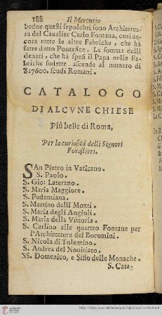 Catalogo di alcvne Chiese più belle di Roma