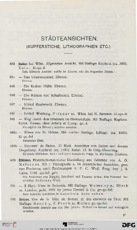 Städteansichten (Kupferstiche, Lithographien etc.) (Nr. 883-944)