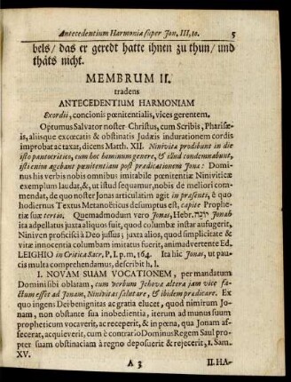 Membrum II. tradens Antecedentium Harmoniam