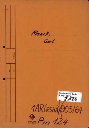 Personenheft Gert Maeck (*10.06.1914), SS-Untersturmführer