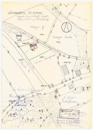 Haus und Garten Prof. Siegfried Schwarz in Pinswang, Rimsting: Abwasserbeseitigung mit Lageplan 1:1000