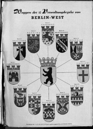 Wappen der 12 Verwaltungsbezirke von Berlin-West