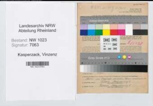 Entnazifizierung Vinzenz Kasperzack , geb. 21.01.1894 (Regierungssekretaer)