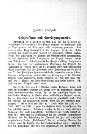 Zwölfter Abschnitt. Leichenschau und Beerdigungswesen