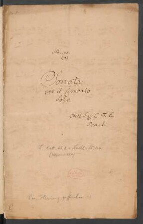 Sonaten; cemb; a-Moll; H 143; Wq 65/33