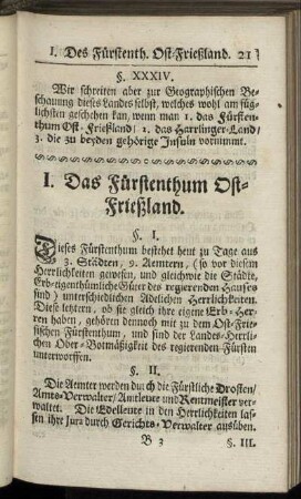 I. Das Fürstenthum Ost-Frießland.