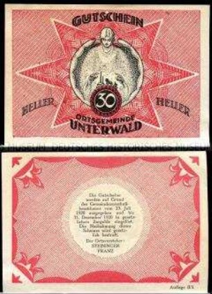 Unterwald, Oberösterreich 30 Heller
