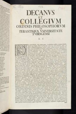 Decanus et Collegium Ordinis Philosophorum ...