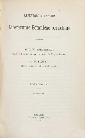 Repertorium annuum literaturae botanicae periodicae. 4, 4. 1875 (1878)