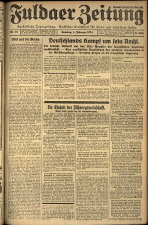 Erste Ausgabe vom Sonntag, den 04. Februar 1934.