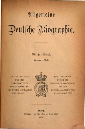 Allgemeine Deutsche Biographie, 4. Carmer - Deck