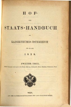 Hof- und Staats-Handbuch des Kaiserthumes Österreich. 1858,2