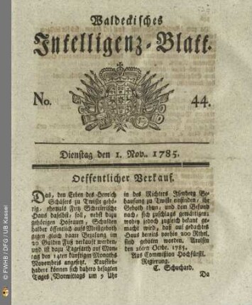 No. 44, Dienstag den 1. Nov. 1785
