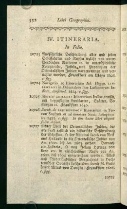 IV. Itineraria