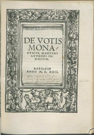 De Votis|| Mona/||sticis, Martini|| Lvtheri Iv/||dicivm.||