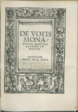 De Votis|| Mona/||sticis, Martini|| Lvtheri Iv/||dicivm.||
