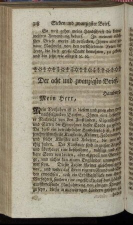 Der acht und zwanzigste Brief. Hamburg. - Der dreyßigste Breif. Hamburg.